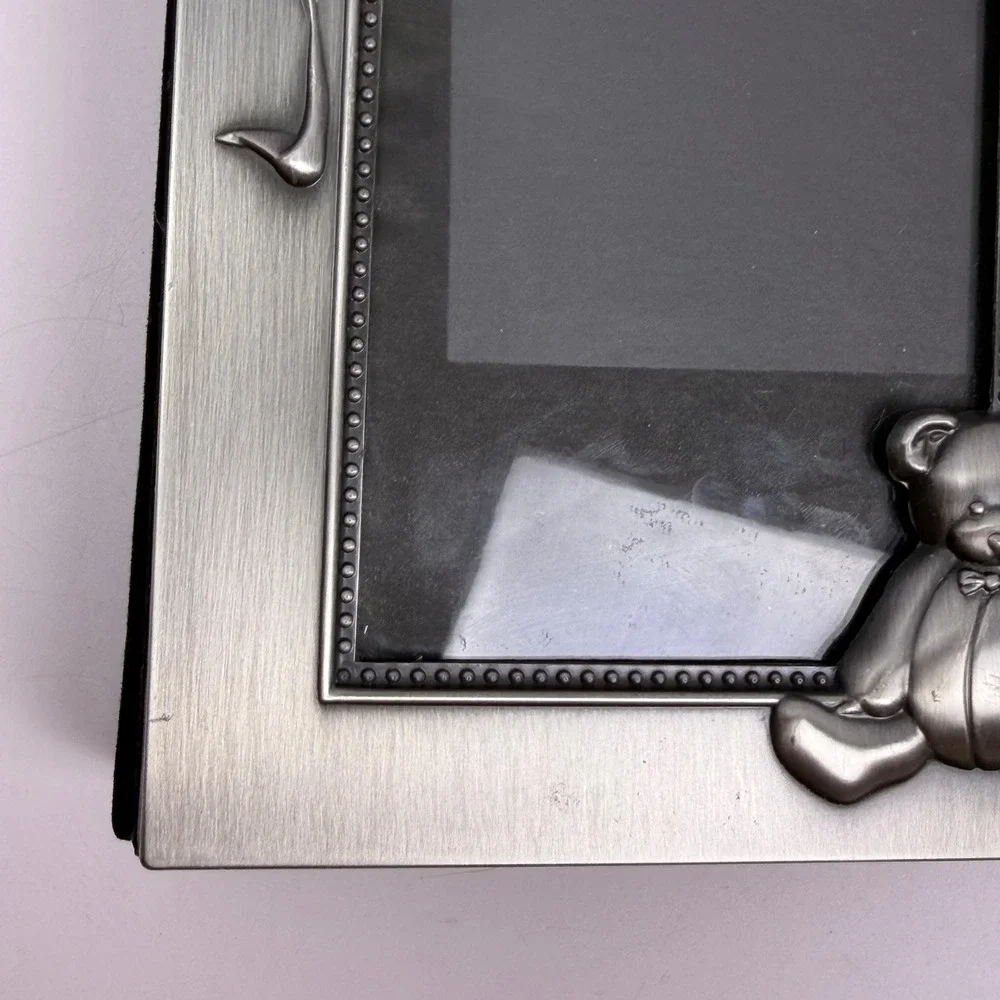 Burnes Vintage Y2K Nursery Decor Photo Album Silver Teddy Bear Pewter Metal